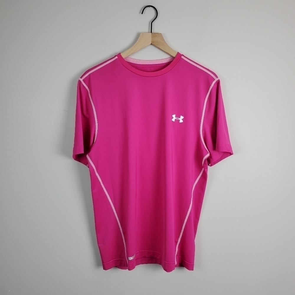 Under Armour Pink Fitted Short Sleeve Large